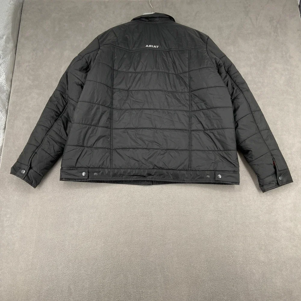 Ariat Re-AL‎ Mens XXL Black Quilted Snap Front Shirt Jacket Southwestern Lining